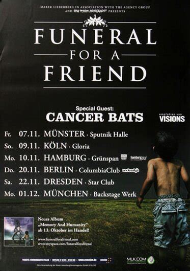 Funeral For A Friend - Memory and Humanity, Tour 2008 - Konzertplakat ...