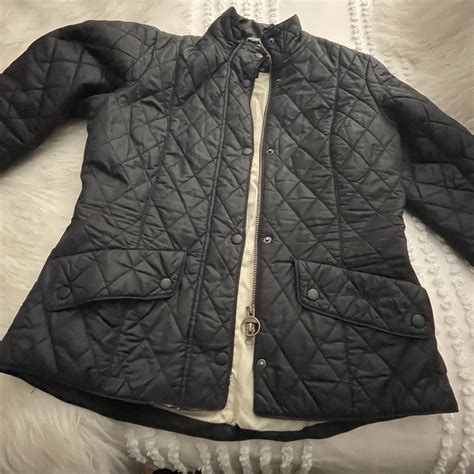 Womens black quilted Barbour jacket. Size: 10 - Depop