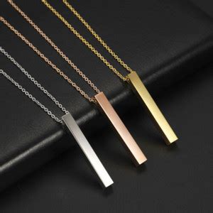 Karishma Kreations 3D Stainless Steel Bar Pendant Necklace Mens Women ...