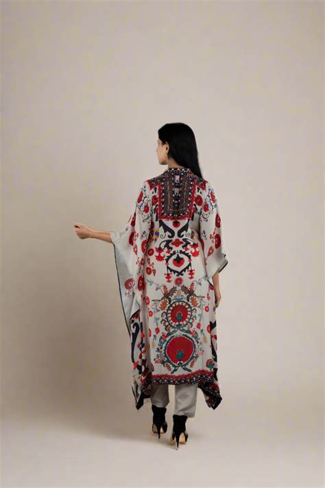 Floral Serenity- Ethnic Floral Printed Embroidered Kaftan – Studio 33 ...