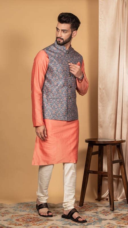 Kisah Men Blue Kurta Jacket Set