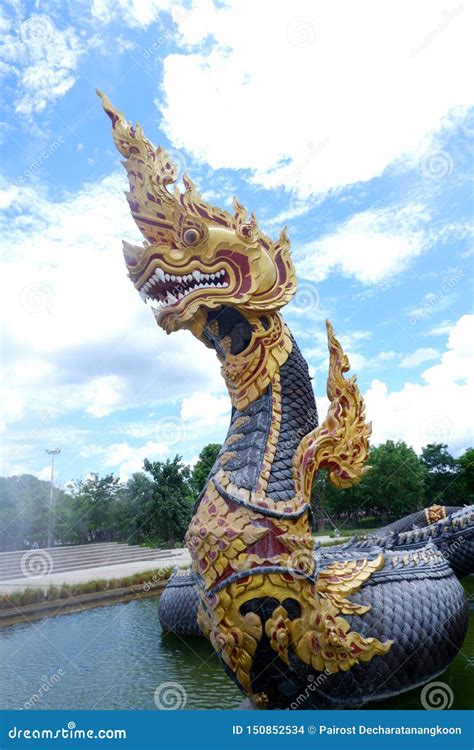 Naga Statue,King of Nagas Serpent Animal in Buddhist Legend and Blue ...
