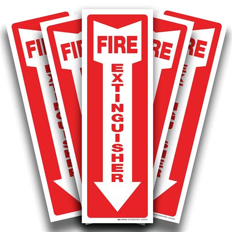 Buy iSYFIX Fire Extinguisher Signs Stickers – 5 Pack 4x12 Inch ...