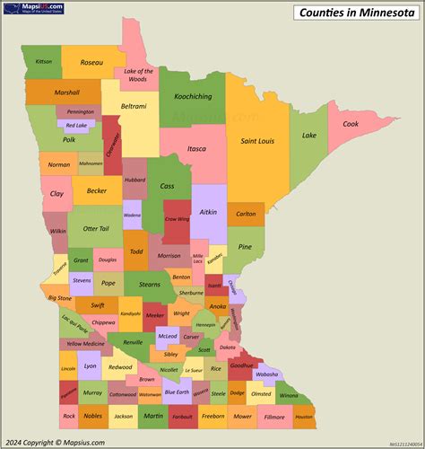 Minnesota County Lines Map