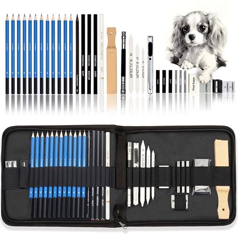 Buy KALOUR 33 Pieces Pro Drawing Kit Sketching Pencils Set,Portable ...