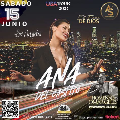 ANA DEL CASTILLO EN CONCIERTO ! in Los Angeles - Tickets 2024-06-15 ...