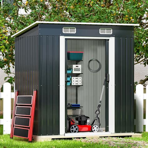 Amazon.com : JAXPETY 6x4 Lockable Metal Shed - Large Sheds with Sliding ...