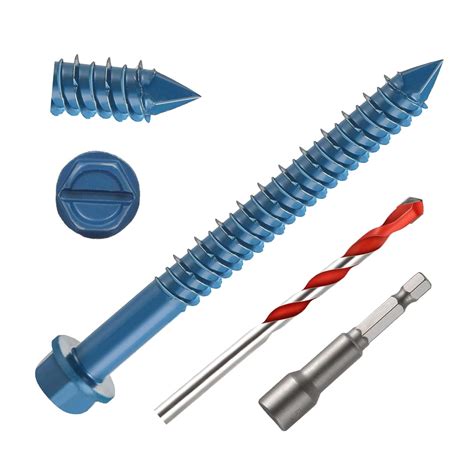 Fuliko 3/16" x 2-3/4" Concrete Fasteners, 50 Pieces Blue Hex Washer ...