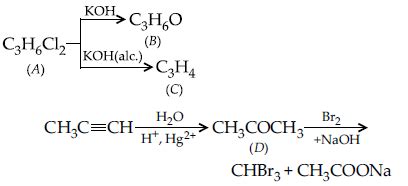 A compound A of formula C6H6Cl2 on reaction with alkali can give B of ...