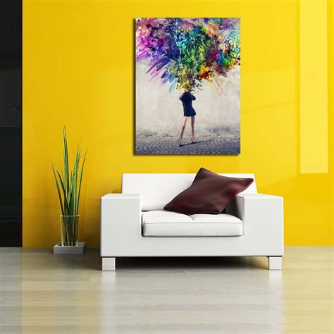 Woman With Multitude Of Colors Canvas Painting Synthetic Frame ...