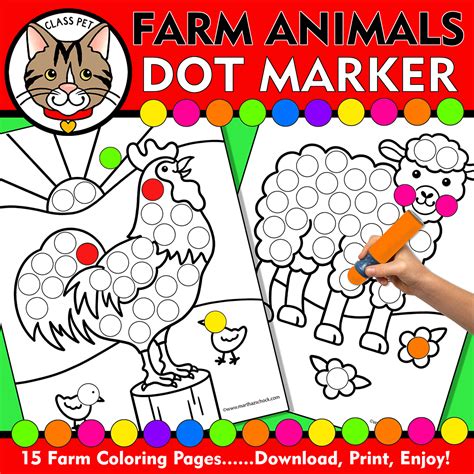 Farm Dot Marker Coloring Pages, Farm Do a Dot Printables, Farm Fine ...