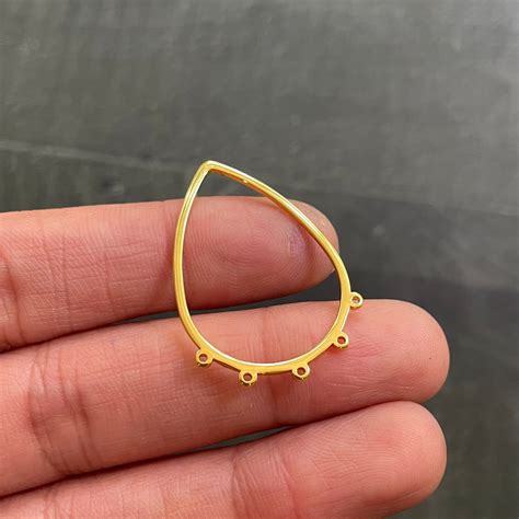 Gold Plated Stainless Steel Drop Connector Bezel For Jewellery Making ...