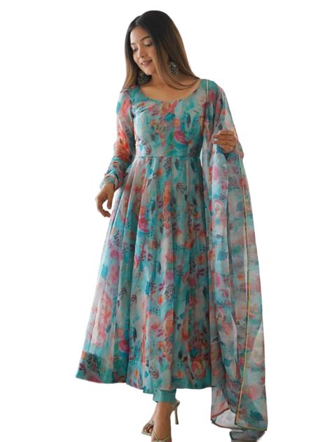 Buy ROYALICA Womens Gown with Tabby Organza Silk Fabric Fully Flair ...