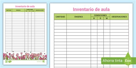 Modelo de inventario de aula - Twinkl Perú