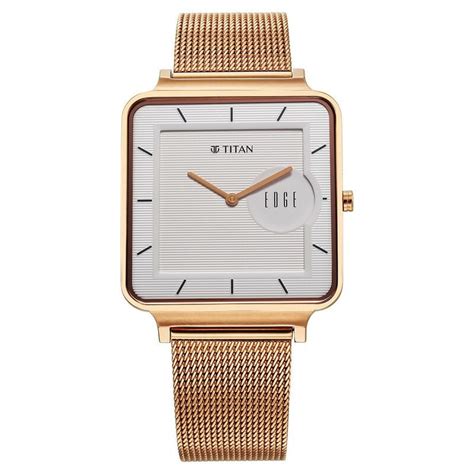 Buy Online Titan Edge Quad Quartz Analog White Dial With Rose Gold ...