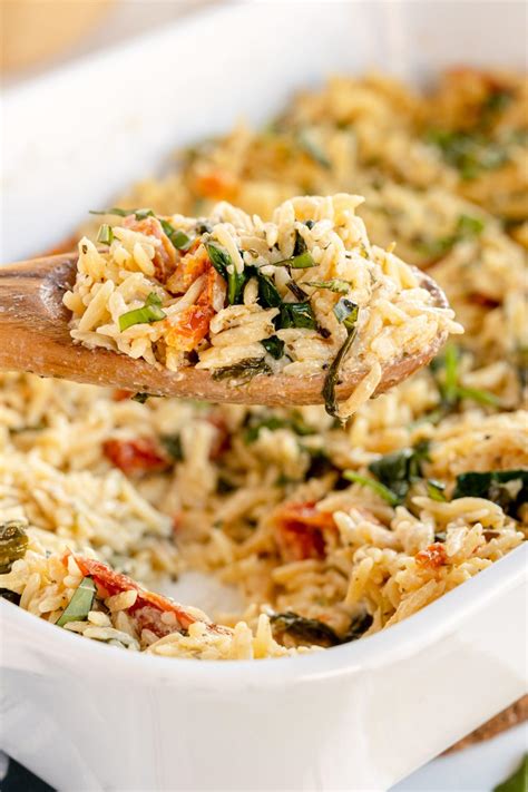 Sundried Tomato Boursin Baked Orzo - Smells Like Home