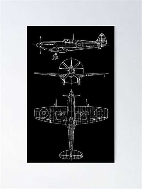 "Spitfire aircraft blueprints" Poster for Sale by pinkzombie | Redbubble
