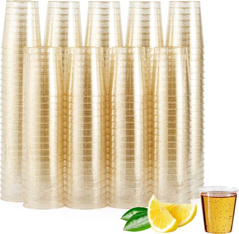 Amazon.com | Suclain 100 Pcs Shot Acrylic Cups Bulk Gold Glitter Shot ...