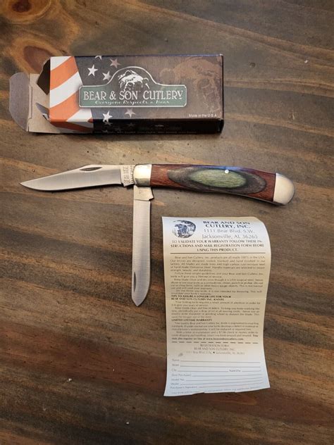 Bear and Sons Red and Green Wood Executive Pocket Knife | eBay