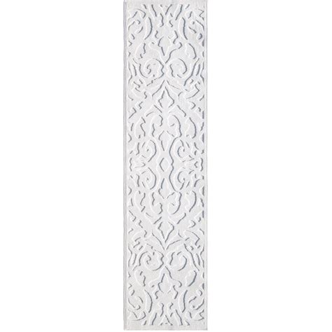 My Texas House Lady Bird 1'11" x 12' Runner Natural Damask Outdoor Rug ...