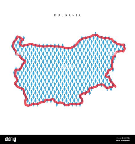 Bulgaria population map. Stick figures Bulgarian people map with bold red translucent country ...