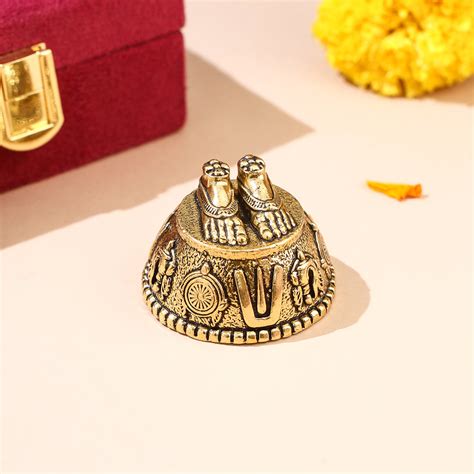 Brass Charan Paduka with Velvet Box – Divine Footprints of Lord Vishnu ...