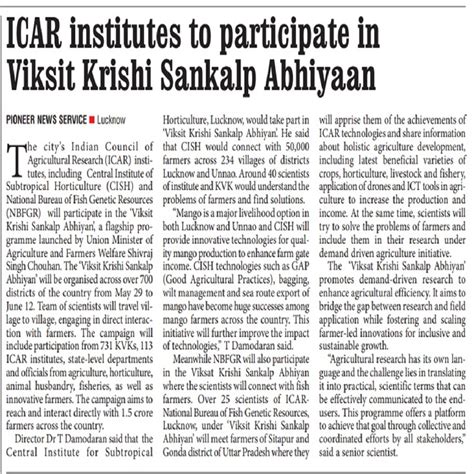 ICAR institutes to participate in Viksit Krishi Sankalp Abhiyaan | ICAR