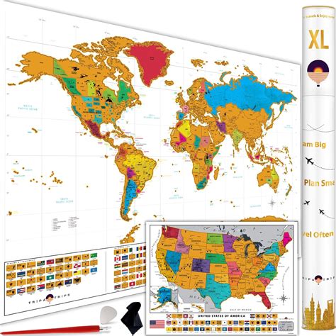 TRIPA TRIPS XL Scratch off World Map with All 233 Flags Deluxe India | Ubuy