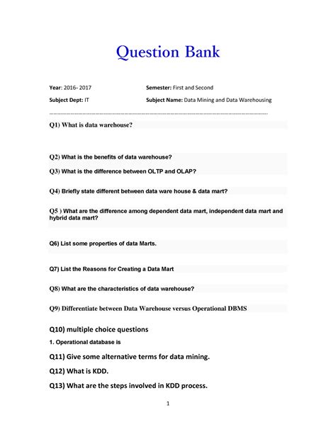 Dmdw-question bank - question bank - Question Bank Year : 2016- 2017 ...