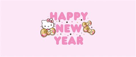 Happy New Year Wallpaper 4K, Hello Kitty background, Sanrio