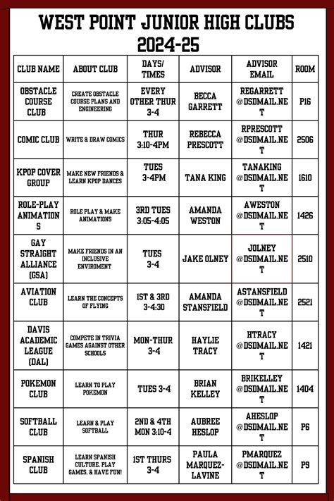 Clubs | West Point Junior High