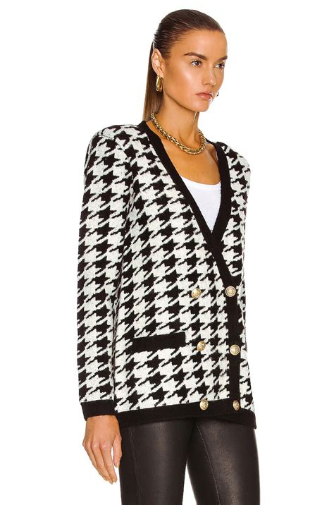 L'AGENCE Maddy Double Breasted Cardigan in Black & Ivory | FWRD