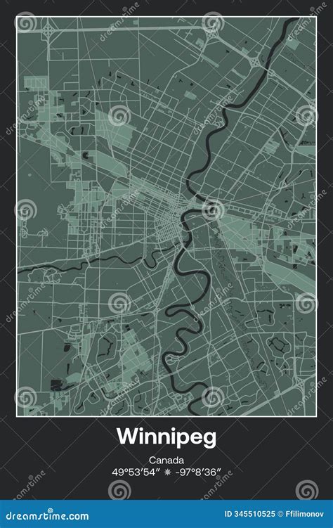 Winnipeg Map. Detailed Map Of Winnipeg City Poster With Streets. Cityscape Vector ...