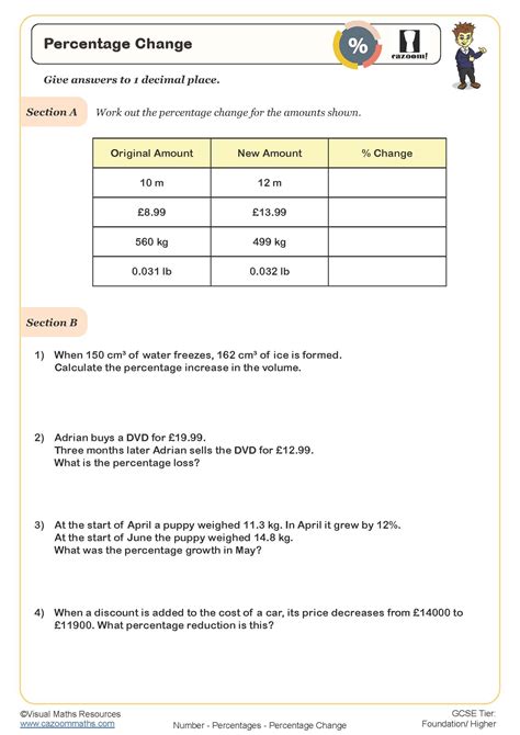 Percent Of Change Worksheet - Adriansonfifth