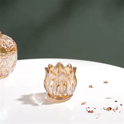 Tulip Glass Tea Light Candle Holder Amber Online - Premium Candle ...