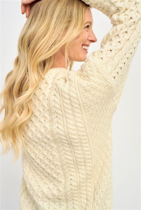 Aran Wool Womens Sweater | Cream | Aran Woollen Mills