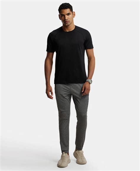 Buy Microfiber Elastane Stretch Jogger with Zipper Pockets and StayDry ...