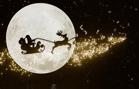 Wallpaper winter, snow, flight, night, the moon, Christmas, New year ...