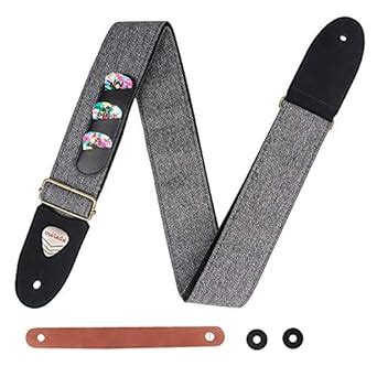 Vintage Tweed Guitar Strap Soft Cotton Genuine Leather Ends Strap with ...