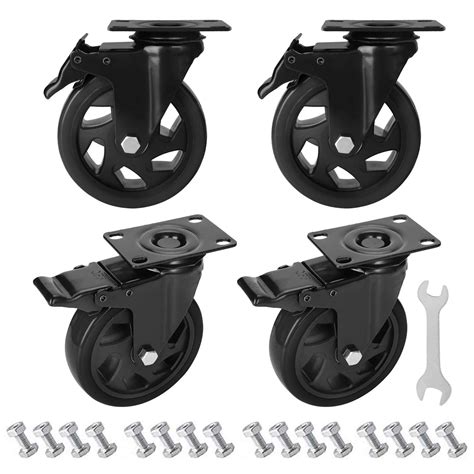 Buy PRITEK 5 inch Caster Wheels Bearing 1800lbs 4 Pack Heavy Duty ...