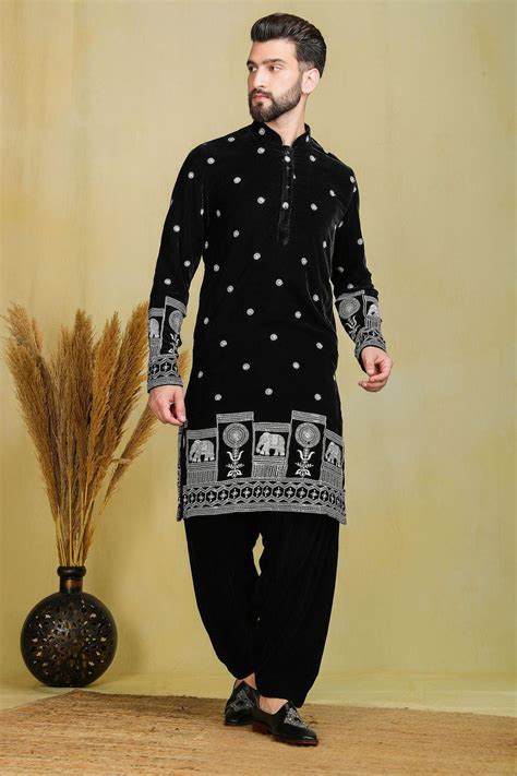 Shop Black velvet pathani set – The Absolute House Of Design
