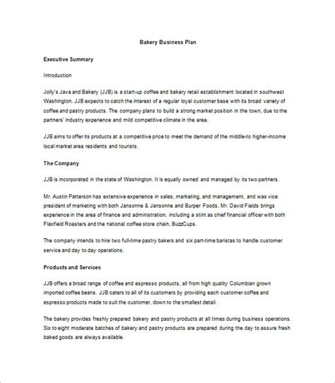 Image result for Bakery Business Plan Example