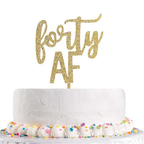 Buy Forty AF Cake Topper,Gold Happy 40th Birthday Cake Topper,40th ...