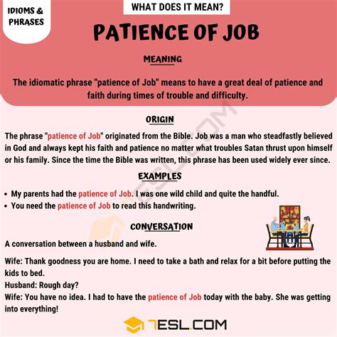 "Patience of Job" Meaning, Origin and Examples • 7ESL