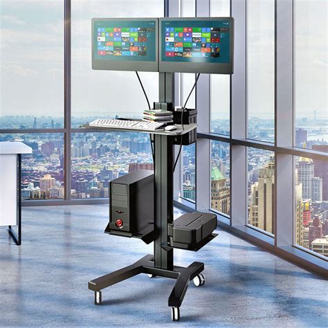 Dual Computer Mobile Cart (MCT09-b) - Rife Technologies