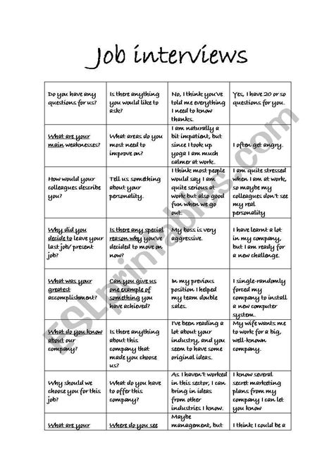 Interview Vocab Worksheet 的图像结果