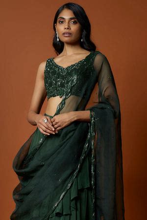 Buy Mehak Murpana Green Asymmetrical Lehenga Set for Women at ScrollnShops
