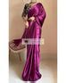 Dark Purple Satin Silk Taj Mahal Saree – kreationbykj