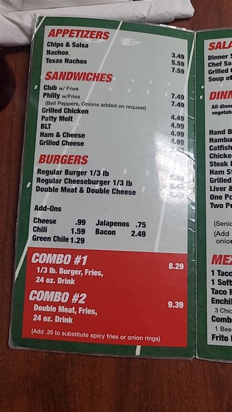 Menu at Red Zone Cafe, Lubbock, Slide Rd