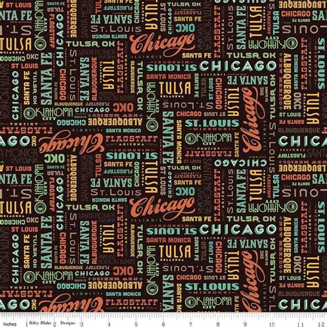 Route 66 Words on Black with Teals, Oranges, Gold & Browns